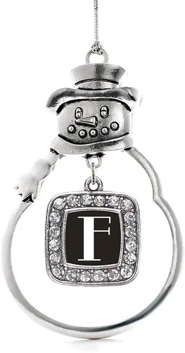 Miniatura 131 de Inspired Silver - Adorno de rodillo de reina - Adorno cuadrado de plata con muñeco de nieve con joyas de circonita cúbica