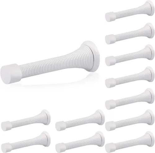 Miniatura 20 de HOMOTEK Paquete de 30 topes de puerta de resorte con parachoques de goma níquel satinado de 3-1/8 pulgadas, resorte flexible resistente, tope