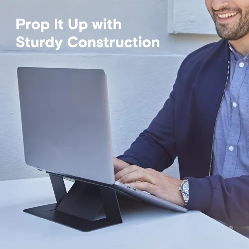 Miniatura 3 de MOFT Soporte para computadora portátil para escritorio, soporte de computadora adhesivo con doble ángulo, soporte elevador ergonómico