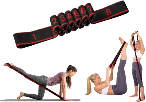 Miniatura 9 de Bandas de resistencia de fitness para estiramiento y yoga, banda de resistencia elástica numérica con marcas, banda de resistencia numerada bandas