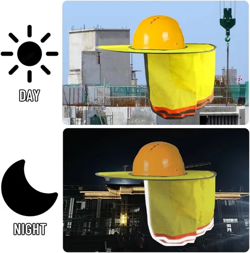 Miniatura 6 de WMYCONGCONG Protector solar de ala completa, visera de malla para el cuello, con tira reflectante para construcción al aire libre, accesorios