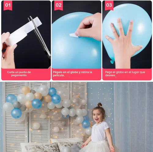 Miniatura 4 de Kit de decoración de arco de globos, 2 rollos de tiras de cinta para guirnaldas, decoraciones de fiesta y boda