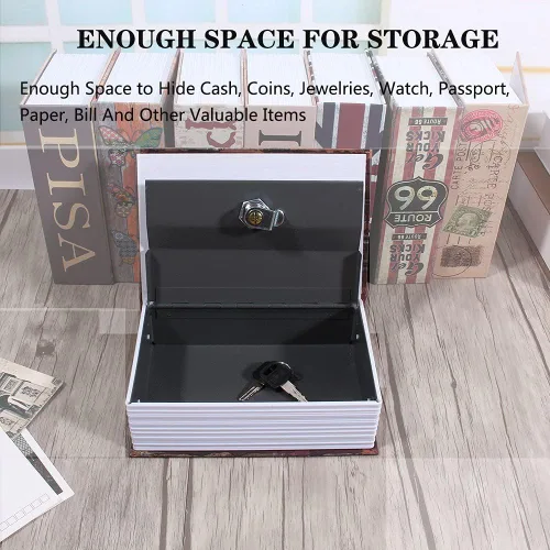 Miniatura 3 de Caja de depósito con forma de libro con combinación de diccionario, caja de dinero, caja de seguridad para joyas con llave (A)