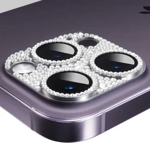 Miniatura 14 de AKABEILA Compatible con cámara iPhone 11 Pro Max/11 Pro, protector de lente con diamantes de imitación, protección de vidrio templado 9H, Negro