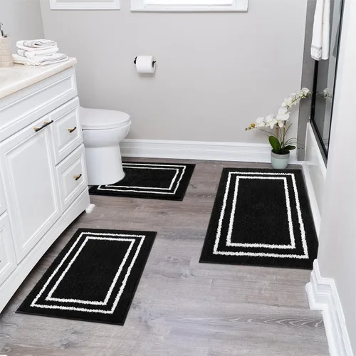 Miniatura 9 de Uphome Tapete de baño gris para baño, 18 x 24 pulgadas, moderno, antideslizante, lavable a máquina, tapete de baño absorbente de microfibra suave