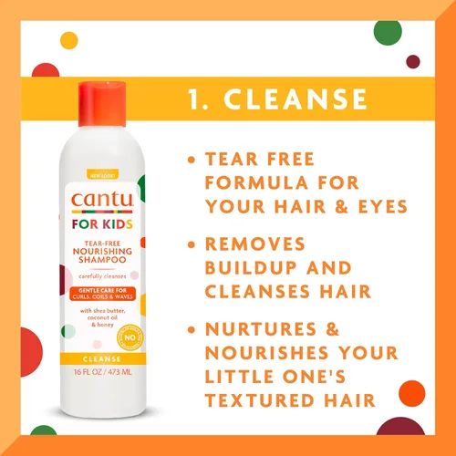 Miniatura 3 de Cantu Care for Kids - Juego de régimen de cuidado del cabello con champú de gran tamaño + acondicionador + desenredante + acondicionador sin