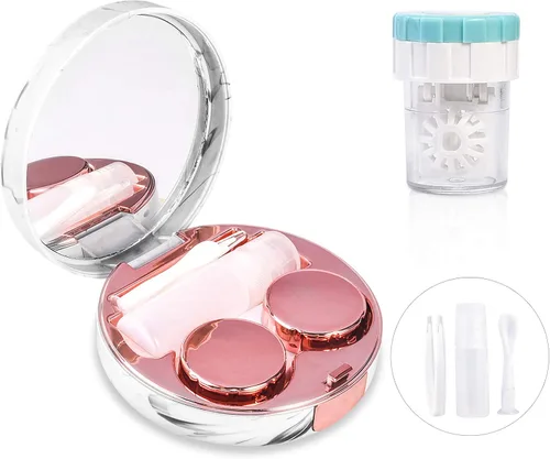 Miniatura 18 de Estuche de Viaje para Lentes de Contacto con Limpiador y Lavadora, Estuche Portátil para Lentes de Contacto con Espejo, Pinzas, Herramienta