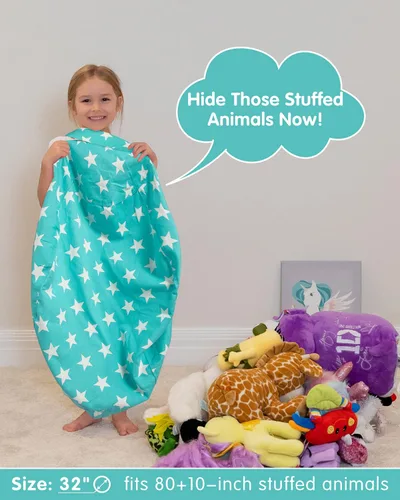 Miniatura 3 de Aubliss - Silla de almacenamiento para peluches en forma de puf (Estrella Aqua, Mediana (32"))