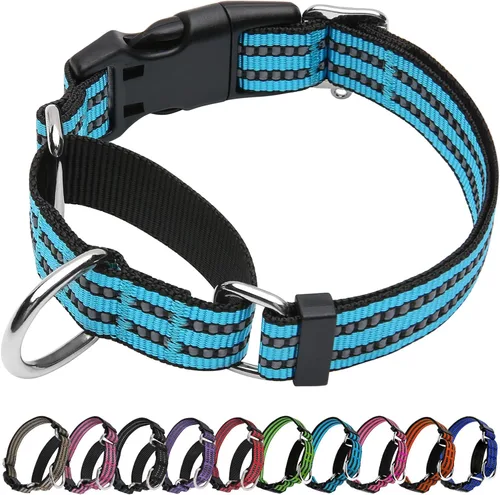 Miniatura 7 de Martingale - Collar para perro, collar reflectante ajustable de nailon con hebilla de liberación rápida (rosa intenso, talla L)