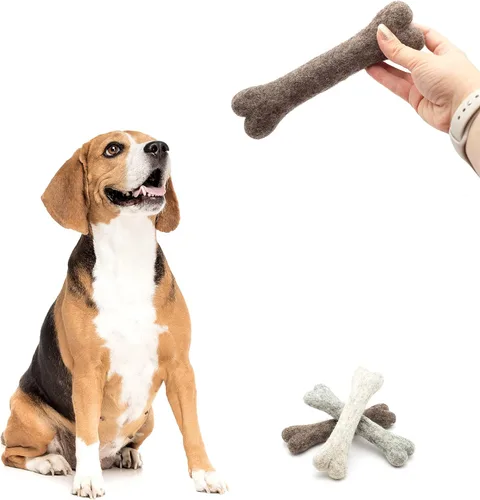 Miniatura 4 de Glaciart One Hueso masticable de lana de fieltro para perros (3 piezas) Juguete duradero para masticar perros, juguetes masticables para cachorros