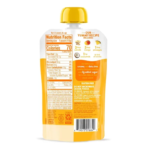 Miniatura 3 de HAPPYTOT Organics Pudín de leche de avena, sin lácteos, aperitivo para niños pequeños etapa 4, leche de avena, plátanos y arándanos, bolsa de 4