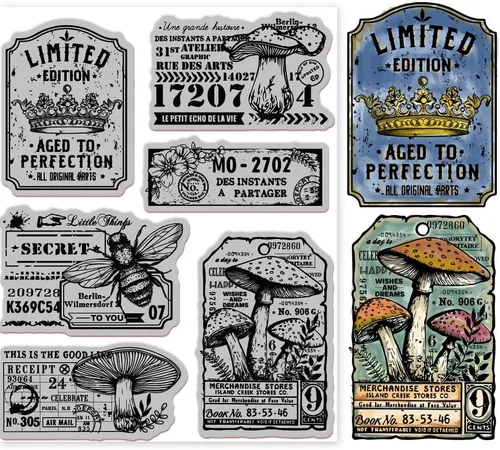 Miniatura 10 de GLOBLELAND Diario de arte con fondo de goma, sello de soporte de arte, sellos de guión para hacer tarjetas y álbumes de fotos, decoración y álbum