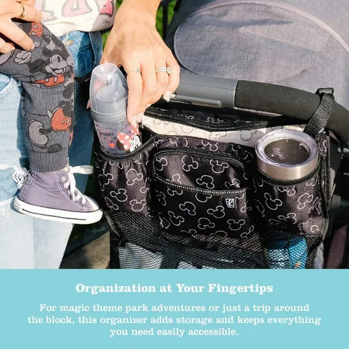 Miniatura 3 de Disney Baby by J.L. Childress Cups 'N Cargo - Organizador para cochecito con portavasos, bolsa de accesorios para cochecito, esencial de viaje