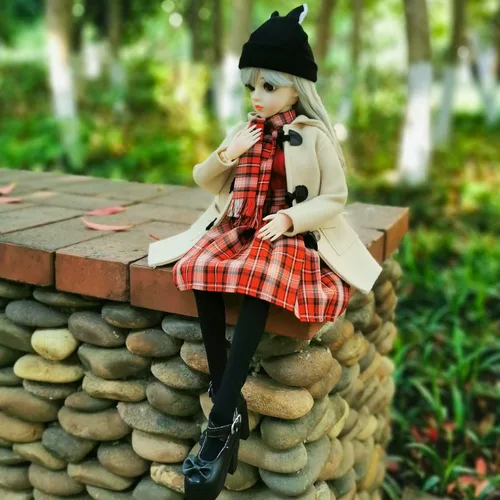 Miniatura 7 de Muñeca BJD de 1/3, 22 articulaciones movibles, juego completo con abrigo beige y traje a cuadros 24 pulgadas SD muñeca, seguro para niños de 6 años