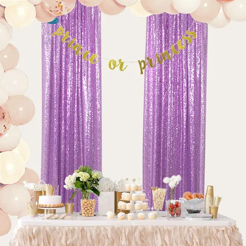 Miniatura 50 de ShinyBeauty Cortinas de lentejuelas 2 paneles 2 pies x 8 pies verde iridescente, telón de fondo para fotomatón, fondo para graduaciones, baby