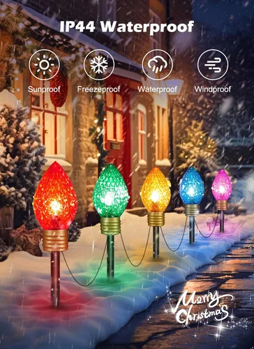 Miniatura 6 de Strawberry Jumbo C9 Luces de Camino de Navidad para Exteriores - 8.5 Pies 5 Luces LED C9 de Navidad, Luces C7 Cubiertas Jumbo Multicolor Luces