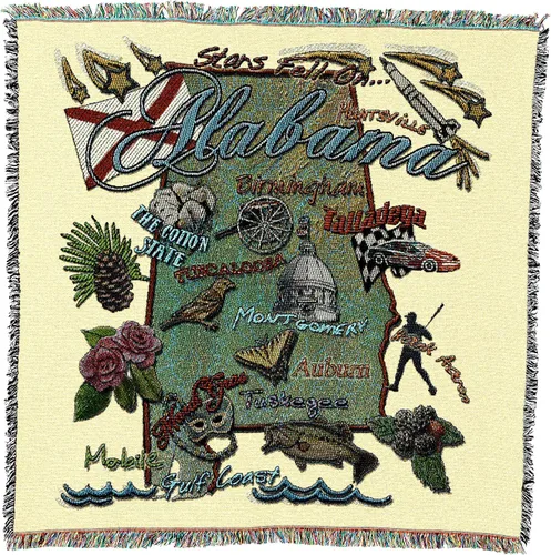 Pure Country Weavers State of Alabama - Manta cuadrada para regalo, manta de tapiz tejida de algodón, fabricada en los Estados Unidos (54 x 54