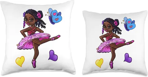 Miniatura 3 de Afro ArtOnMyTee Princess African American Ballerina Melanin Girls Love Dance Ballet Throw Pillow, 16x16, Multicolor