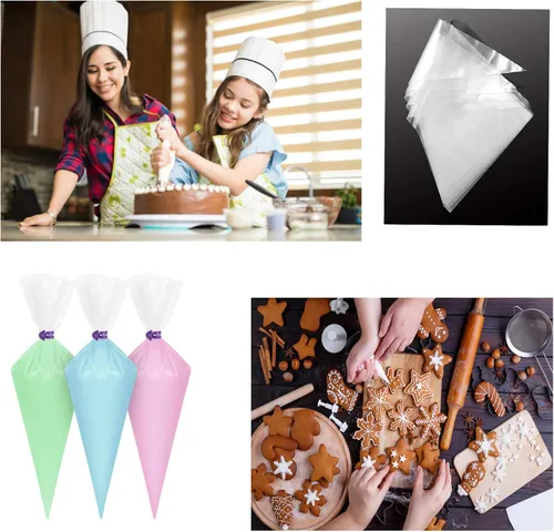 Miniatura 8 de Paquete de 100 bolsas de repostería desechables de plástico, para pasteles, glaseado, pastelería, pastelería, pastelería, herramienta de decoración
