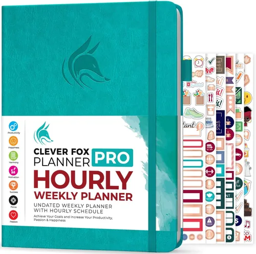 Miniatura 16 de Clever Fox Agenda PRO - Agenda semanal y mensual sin fecha con ranuras de tiempo, libro de citas y organizador diario, A4 (gris)
