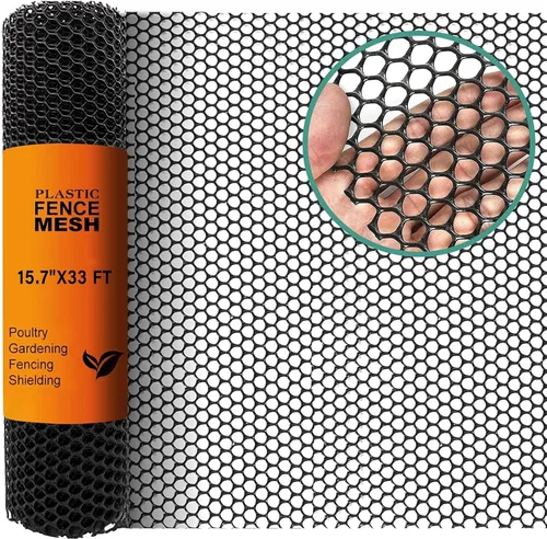 Malla de alambre de plástico para pollo, malla de alambre negro de pollo resistente para jardinería, red de barrera, cercas de aves de corral,
