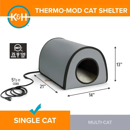 Miniatura 2 de K&H Manufacturing refugio termo para gatos, Gris