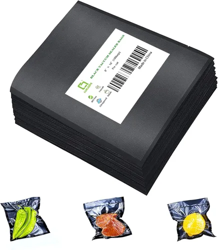 Miniatura 22 de CANLENPK - Bolsas de sellado al vacío de 6 x 8 pulgadas, parte trasera negra y parte delantera transparente, bolsa de almacenamiento de alimentos