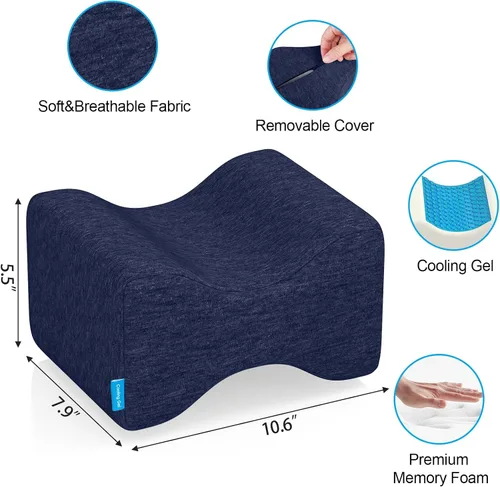 Miniatura 2 de Almohada de rodilla para personas que duermen de lado con gel refrescante, almohada de elevación de espuma viscoelástica para alineación