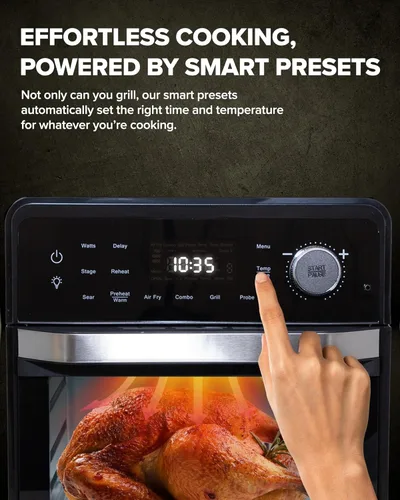 Miniatura 3 de Nuwave Horno freidora de aire 2026 y peine de parrilla, placa de parrilla alimentada con enchufe para el verdadero sabor y marcas de Char, puerta