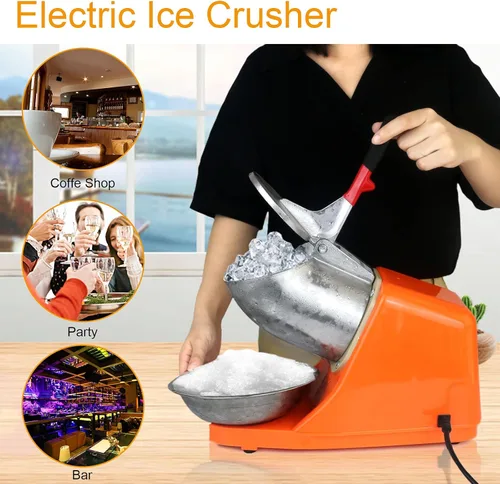 Miniatura 2 de Trituradora de hielo eléctrica con cuchillas dobles, máquina de afeitar de hielo eléctrica de 300 W (176 libras/176.4 lbs por hora, 2200 rpm)