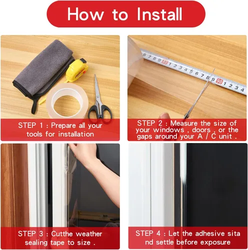 Miniatura 6 de Cinta transparente para sellado de ventana, 1.2 pulgadas x 16 pies, cinta de película de sellado de aislamiento de ventana transparente para burlete