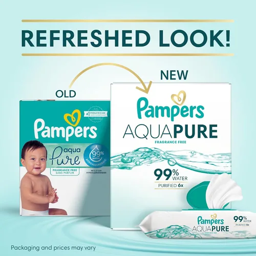 Miniatura 2 de Pampers Aqua Pure Toallitas para bebé, 99% agua, sin fragancia, 336 toallitas para bebé en total (6 paquetes con tapa de apertura)