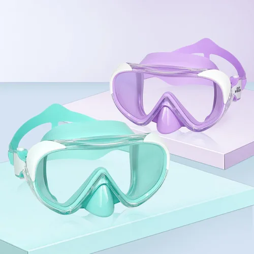 Miniatura 10 de Máscara de natación para niños, máscara de buceo de esnórquel de 180°, gafas de natación antivaho para niños con cubierta para la nariz, gafas