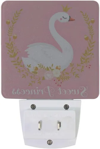 Miniatura 2 de Paquete de 2 lámparas LED de luz nocturna enchufables con impresión de princesa cisne con sensor de atardecer a amanecer para dormitorio, baño