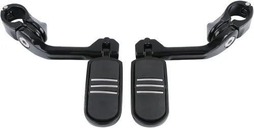 Miniatura 27 de TCT-MOTORPARTS Estriberas negras de 1/4 de pulgada y 1.25 pulgadas, estriberas ajustables para motocicleta en ángulo largo para Harley Touring Road