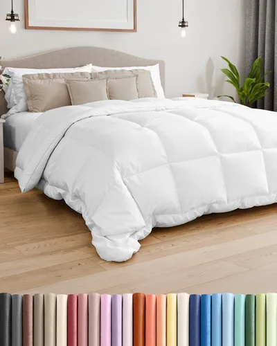Tamaño Individual, Edredón de Plumón Blanco Alternativo - Cálido y Ligero - Juego de Ropa de Cama de Calidad Hotelera de Lujo y Transpirable -