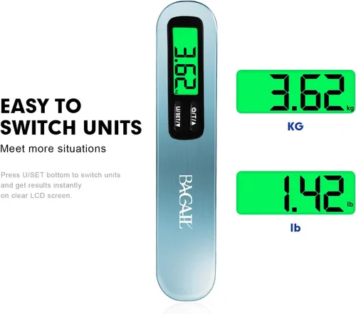 Miniatura 3 de BAGAIL Báscula digital de equipaje, báscula de equipaje colgante de 110 libras con pantalla LCD retroiluminada, báscula de pesaje portátil