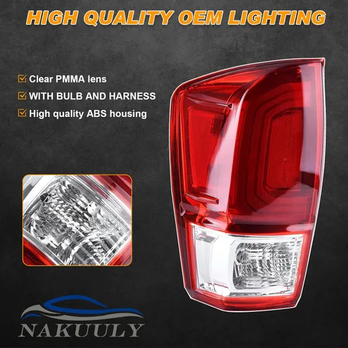Miniatura 7 de Luz Trasera Compatible con Toyota Tacoma 2016-2022 Lado Izquierdo del Conductor Conjunto de Luz Trasera Freno Señal con Bombilla # 81560-04170
