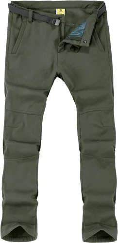 TBMPOY - Pantalones de esquí de nieve impermeables con forro polar para hombre, para senderismo, montaña, revestimiento suave con cinturón