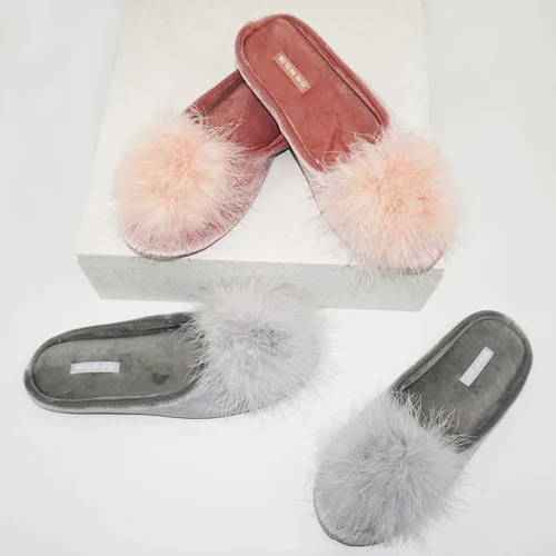 Miniatura 2 de BCTEX COLL - Pantuflas de terciopelo acogedoras para mujer, con espuma viscoelástica, mullida, suela antideslizante, para el hogar y el dormitorio