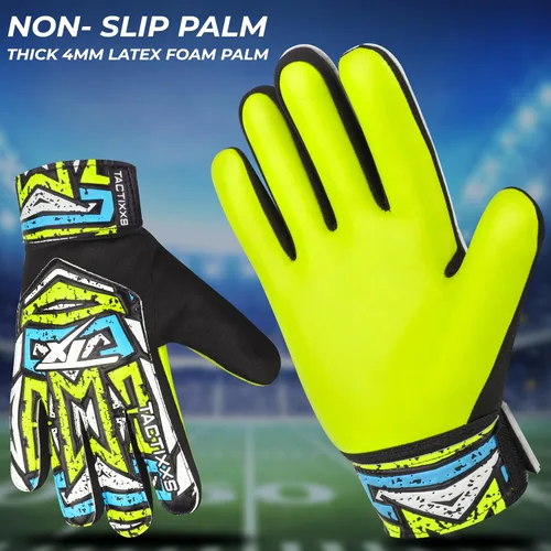 Miniatura 11 de Guantes de portero de fútbol para niños y jóvenes, guantes de portero de fútbol Funky antideslizantes con palma de látex de 0.16 in con agarres Azul