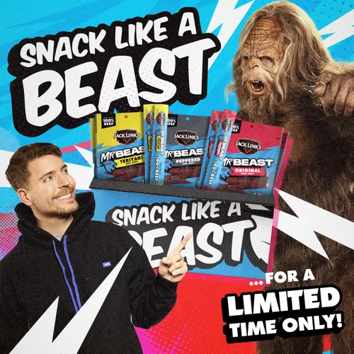 Miniatura 8 de Jack Link's x MrBeast - Paquete variado de carne seca y palitos – Original, condimentado y teriyaki – Snacks de proteína de carne real listos