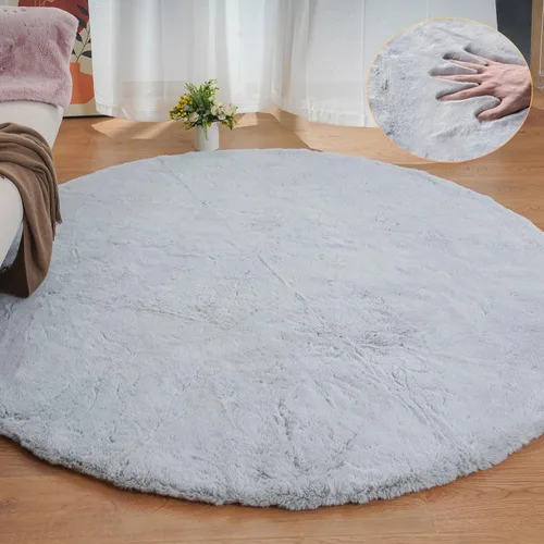 Miniatura 16 de ORINOVA Alfombra de felpa marrón claro beige de 8 x 10 pies para sala de estar, alfombra bohemia esponjosa de piel de conejo grande para dormitorio