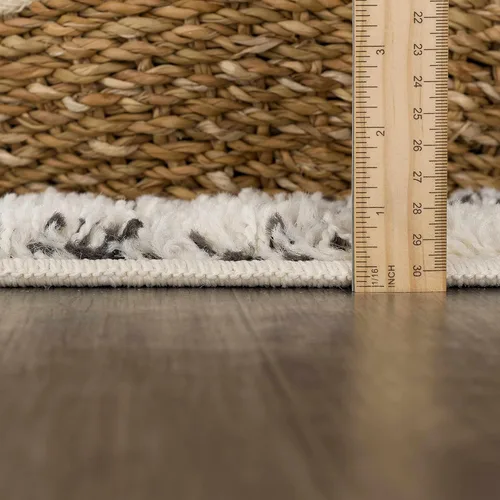 Miniatura 44 de Hauteloom, Duncans - Alfombra de estilo granja de pelo mullido para sala y dormitorio, con borlas - Beige, carbón, gris - 2 pies 7 pulgadas x 7 pies