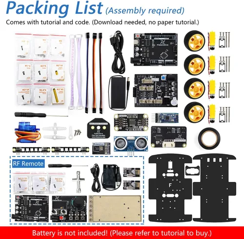 Miniatura 2 de Freenove Kit de coche 4WD con control remoto (compatible con Arduino IDE), seguimiento de línea, evitación de obstáculos, aplicación de control