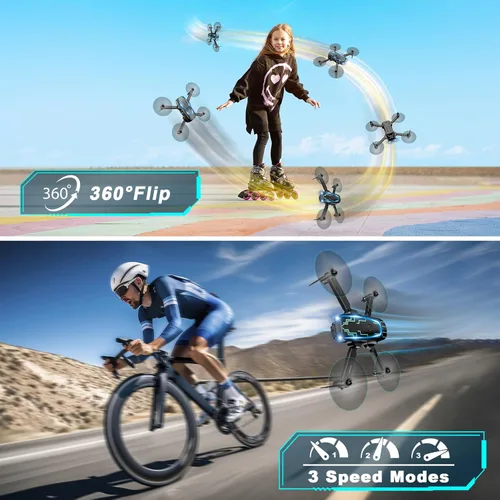 Miniatura 5 de Mini dron con cámara para adultos y niños – Drones con cámara FPV HD 1080P con lente ajustable de 90°, selfie de gestos, inicio de una tecla, giros