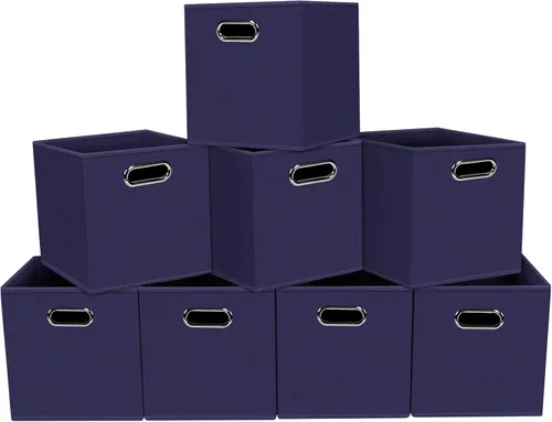 Miniatura 45 de Contenedores de almacenamiento de tela, organizadores de tela con asa, cubos plegables para almacenamiento de tela o accesorios, 11 x 11 x 11 Naranja