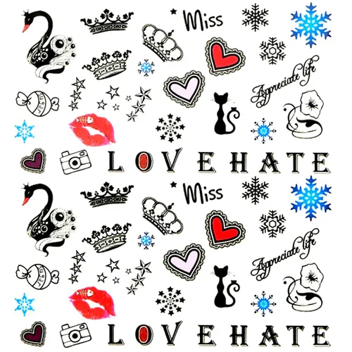Miniatura 8 de 2 hojas pequeñas lindas pegatinas temporales tatuajes arco anillo amantes corazón para hombres, mujeres adolescentes