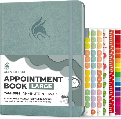 Miniatura 10 de Clever Fox Libro de Citas – Planificador de Horarios por Horas con Incrementos de 15 Minutos – Planificador de Bloques de Tiempo para Trabajo Diario