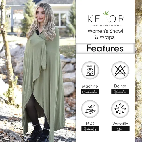 Miniatura 16 de K E L O R Luxury Cooling Travel Blanket - Stretchy, Lightweight Soft & Breathable Shawl Wraps for Women